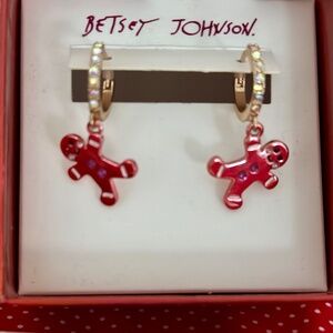 Betsey Johnson Holiday Gingerbread man Earrings